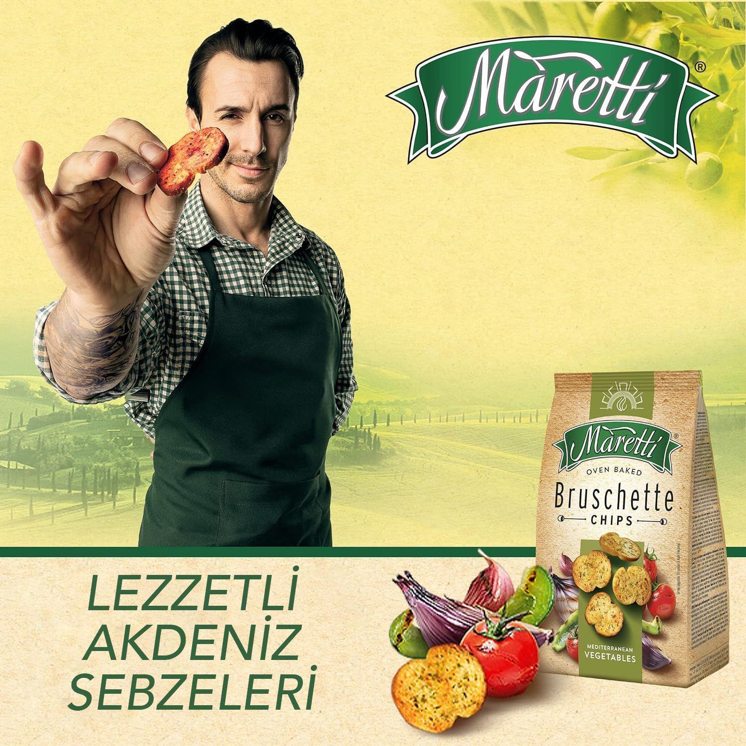Maretti Bruschette Mediterranean Vegetables Akdeniz Sebzeleri Kızartılmış Ekmek Cips 70g x 5 Adet