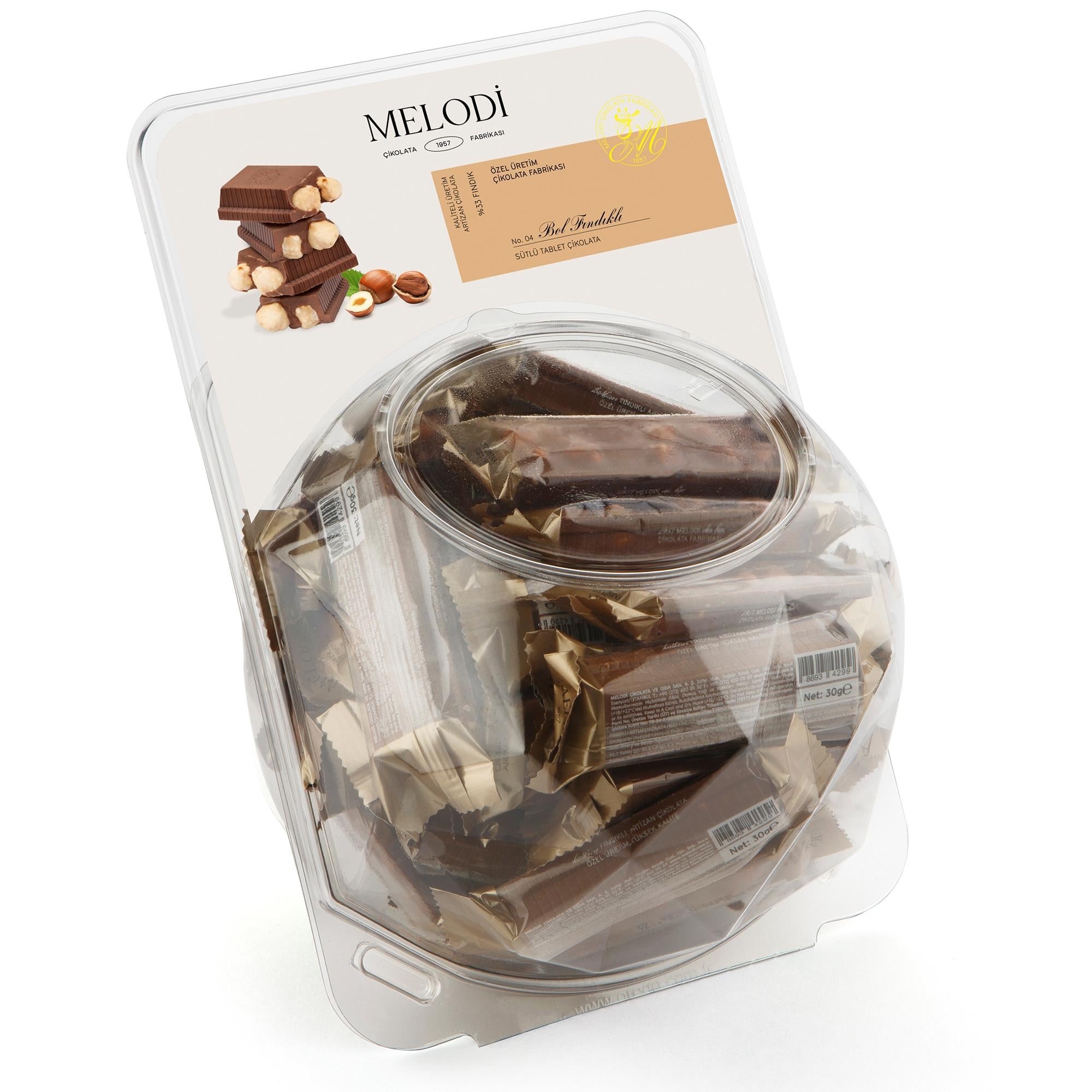 Melodi Bütün Fındıklı Sütlü Beyoğlu Çikolatası 25g x 40 Adet