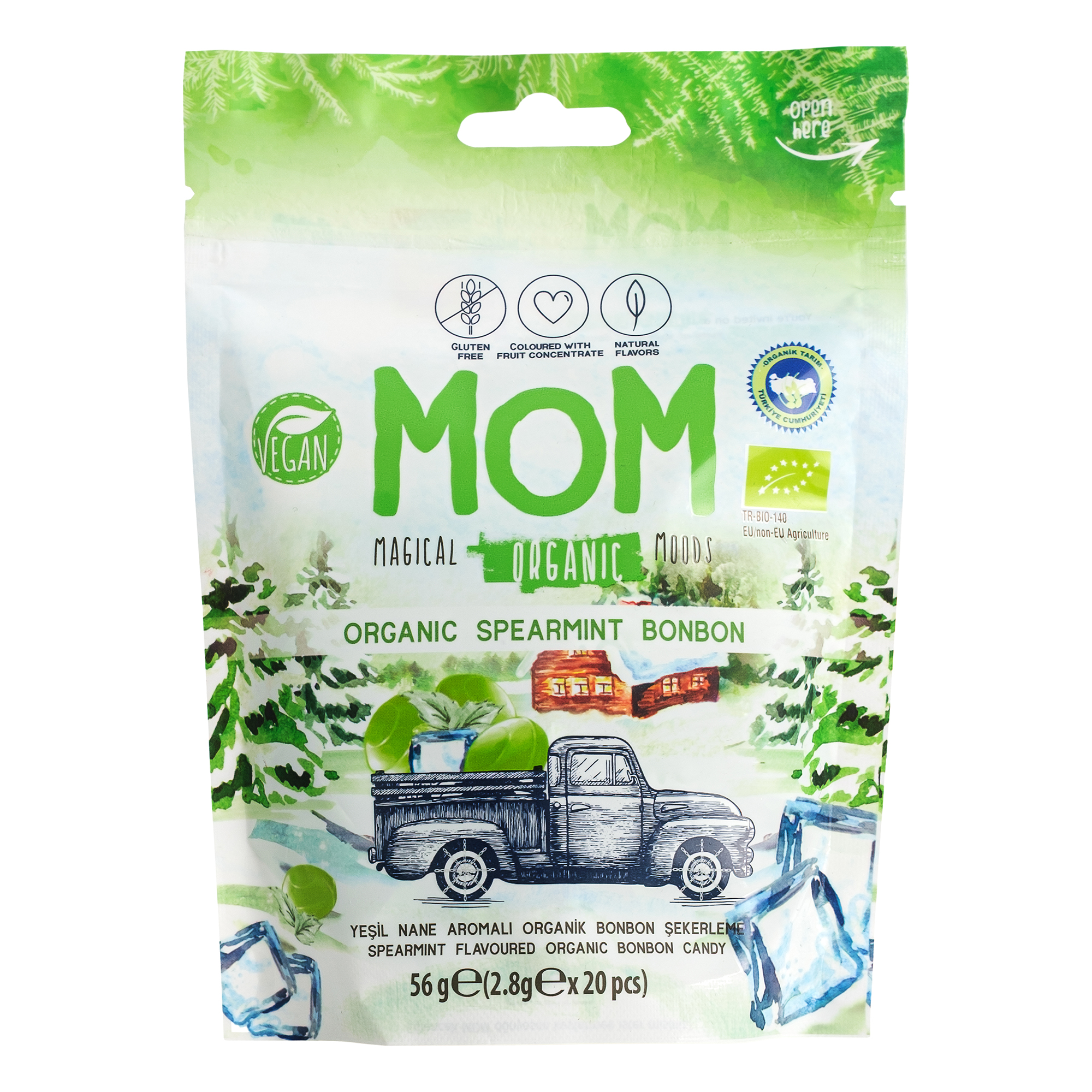 MOM Organik Naneli Bonbon Şeker 56 g