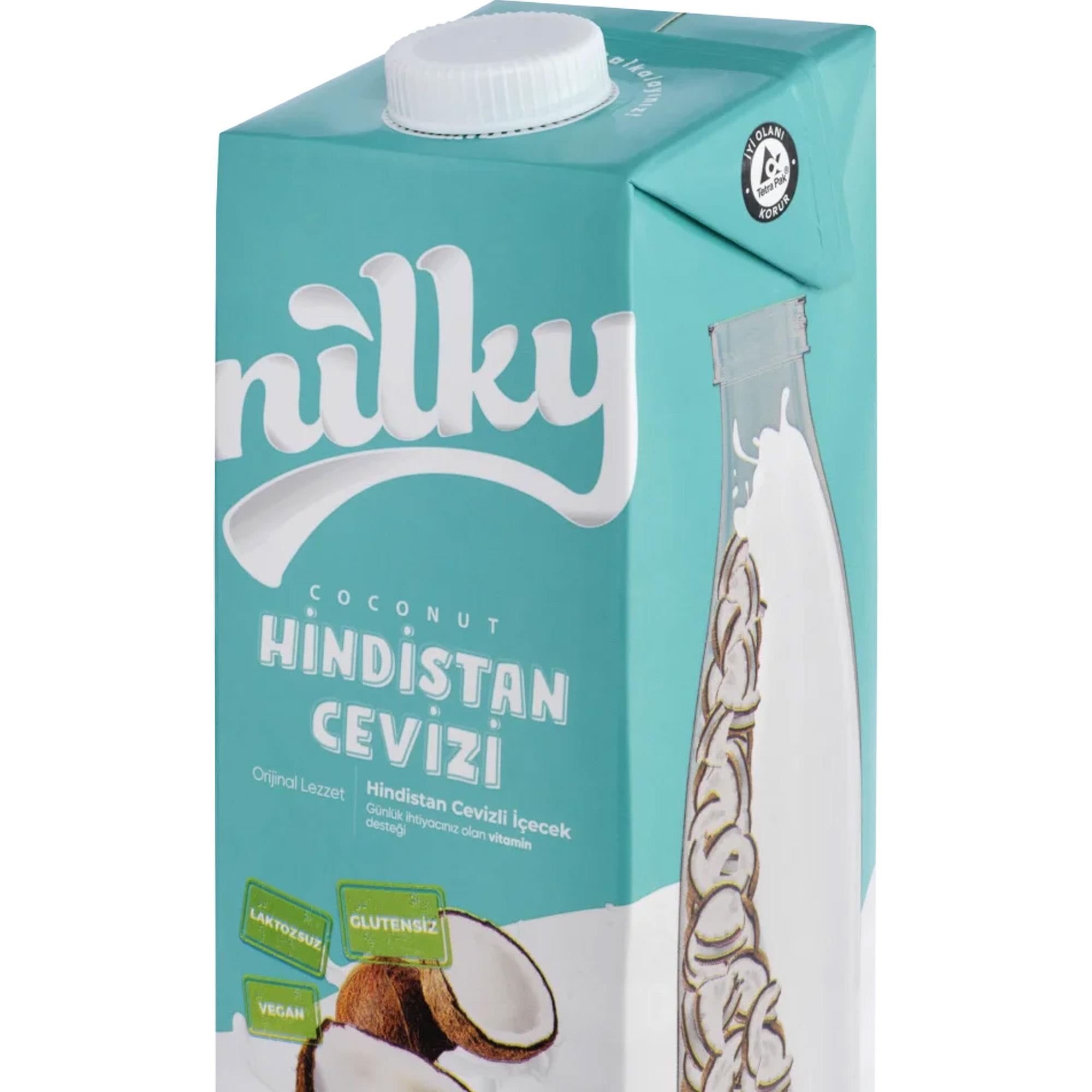 Nilky Hindistan Cevizi Sütü | Bitkisel Bazlı İçecek | Laktozsuz | Vegan | Glutensiz | Koruyucu Yok | Süt Ürünleri İçermez | 1L