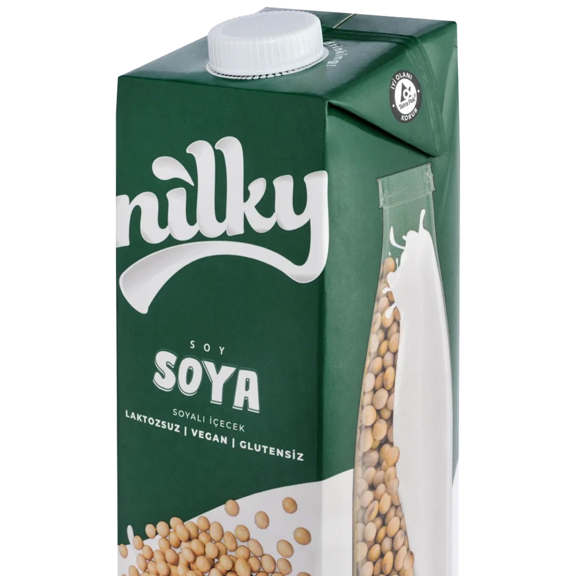 Nilky Soya Sütü | Bitkisel Bazlı İçecek | Laktozsuz | Vegan | Glutensiz | Koruyucu Yok | Süt Ürünleri İçermez | 1L