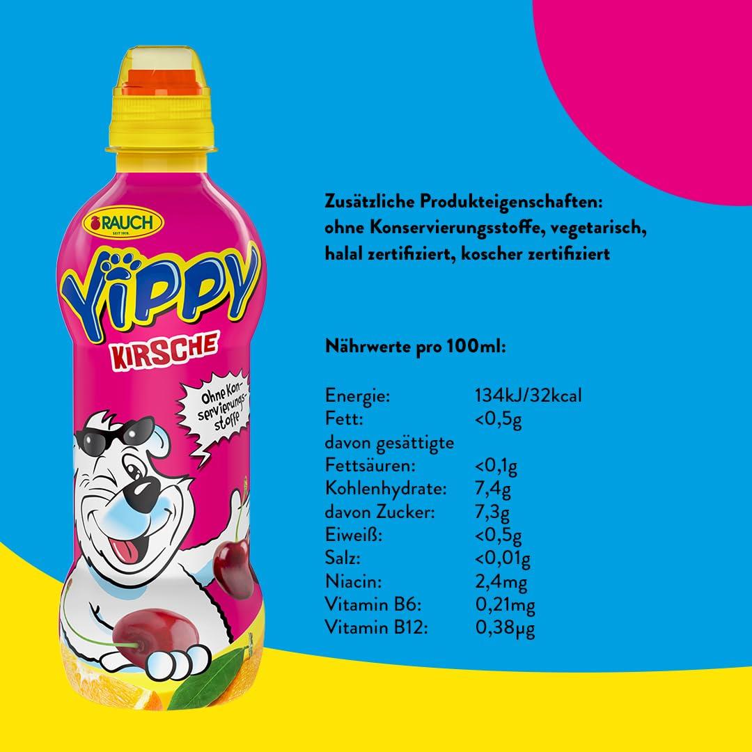 Rauch Yippy Kirazlı Meyve Suyu | Meyveli Renkli Çocuk İçeceği | 5 vitamin ve kalsiyum | 12 x 330 ml PET şişe
