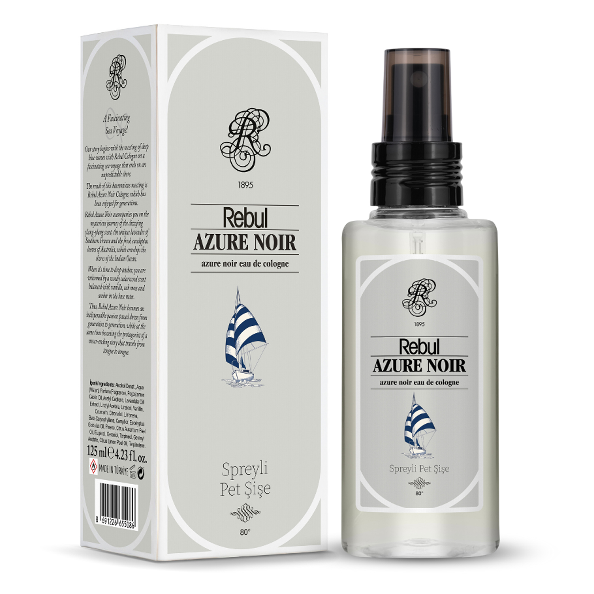 Rebul Azure 125 ml Sprey Kolonya - Pratik Pet Şişe (80 Derece)