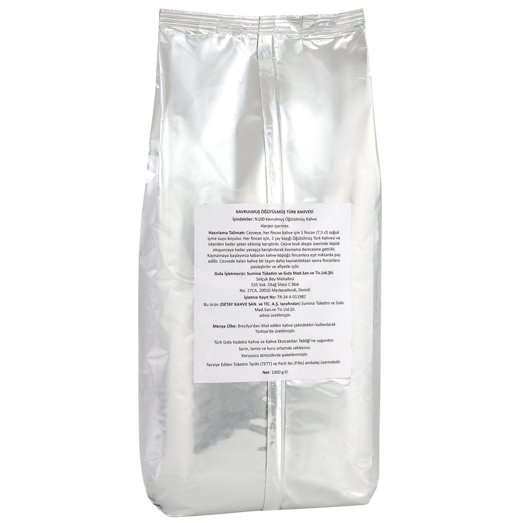 Sumina Orta Kavrulmuş Öğütülmüş Türk Kahvesi Koli Avantajı (10 x 1000 g)