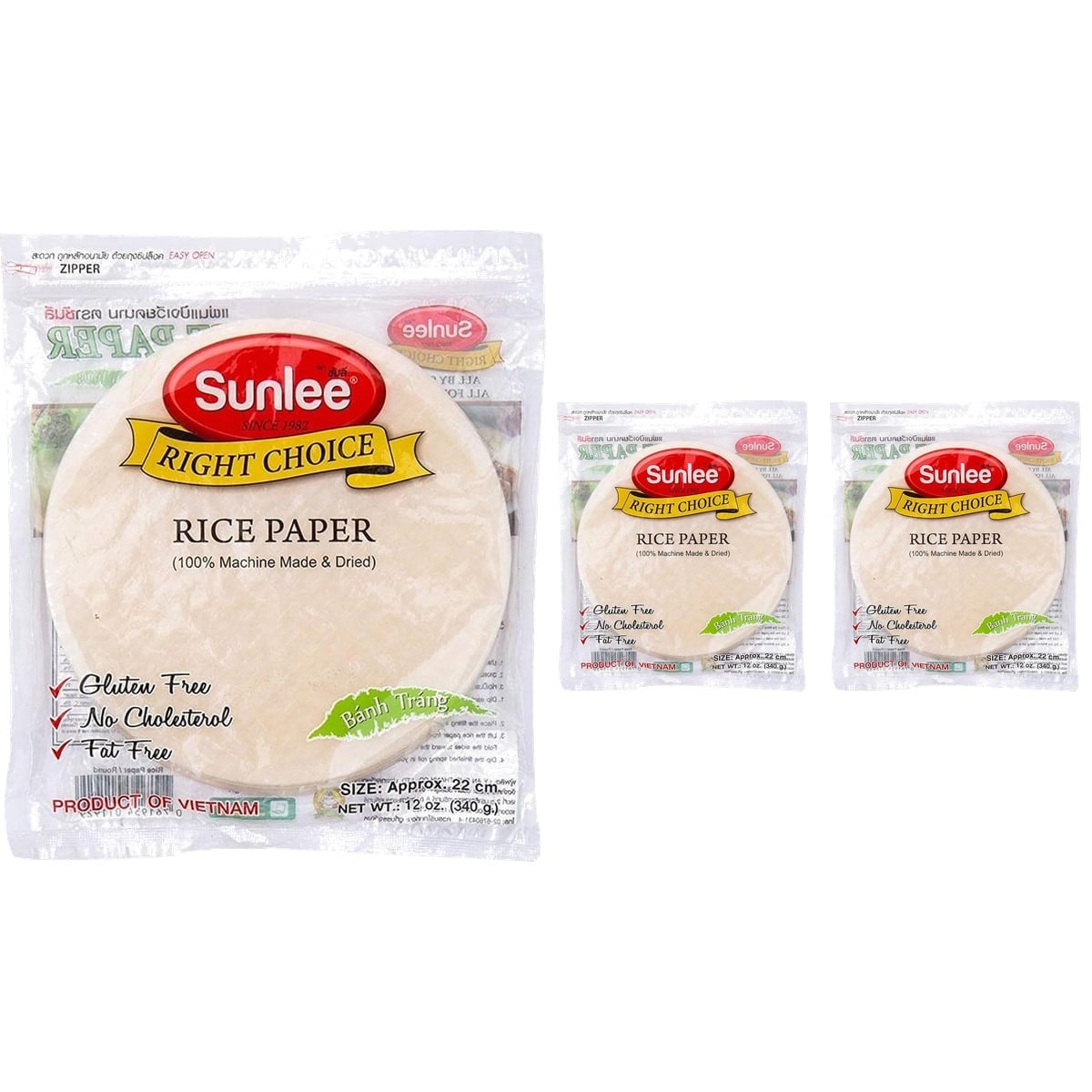 Sunlee Glutensiz Pirinç Yufkası (Rice Paper) 22 cm 340 g x 2 Adet
