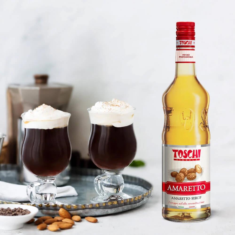 TOSCHI Amaretto Şurubu | Yüksek Konsantre | Katkısız ve Glutensiz | İtalya Ürünü | 1000 ml