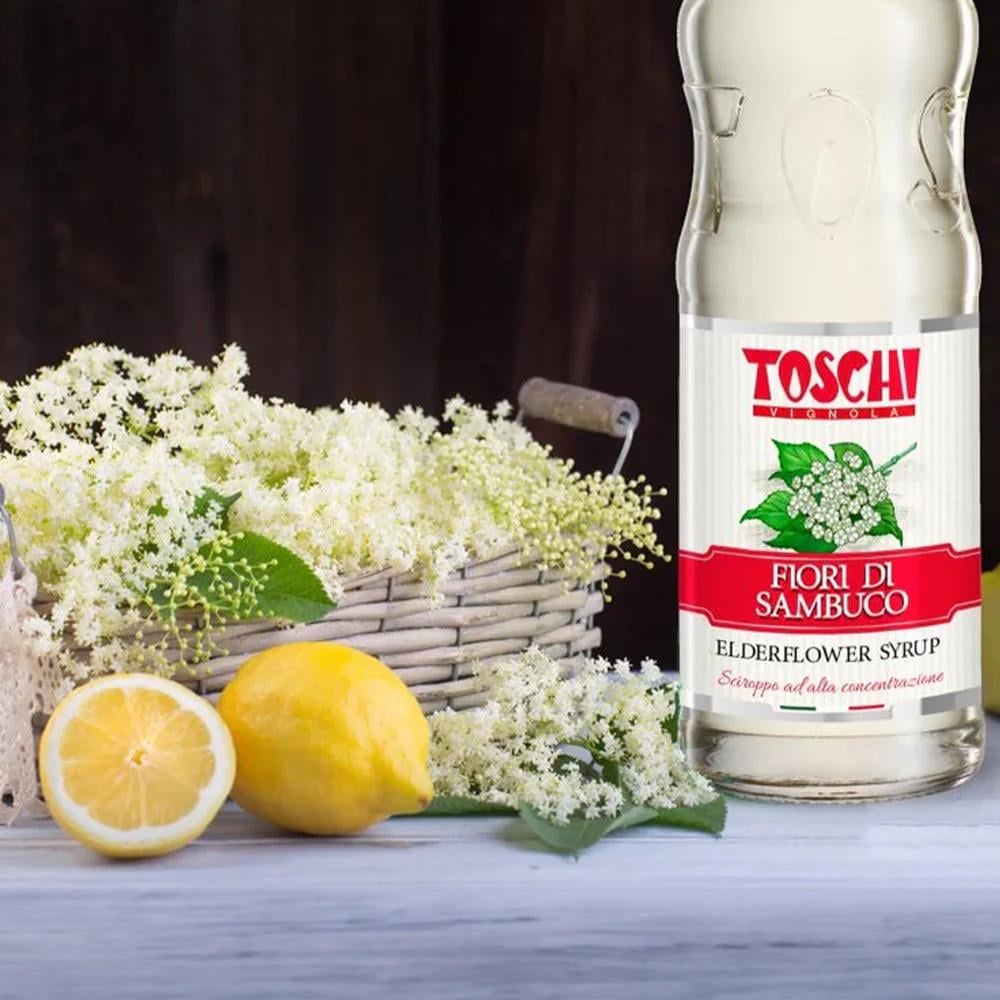 TOSCHI Mürver Çiçeği Şurubu | Yüksek Konsantre | Katkısız | Glutensiz ve Vegan | Yüksek Meyve İçeriği | İtalya Ürünü | 1000 ml