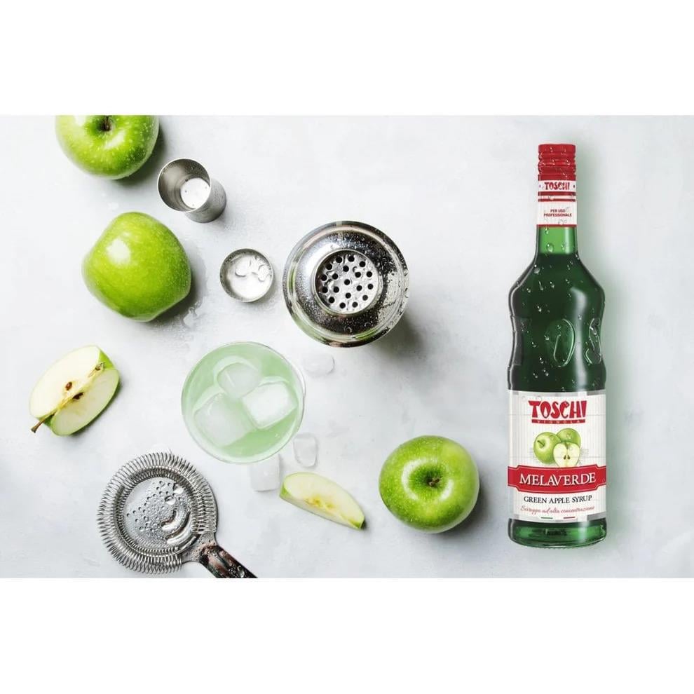TOSCHI Yeşil Elma Şurubu | Yüksek Konsantre | Katkısız ve Glutensiz | İtalya Ürünü | 1000 ml