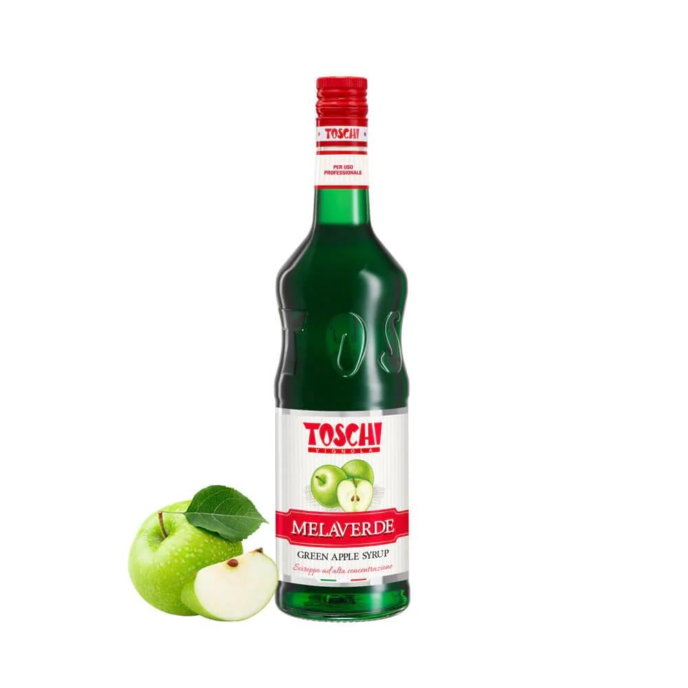 TOSCHI Yeşil Elma Şurubu | Yüksek Konsantre | Katkısız ve Glutensiz | İtalya Ürünü | 1000 ml