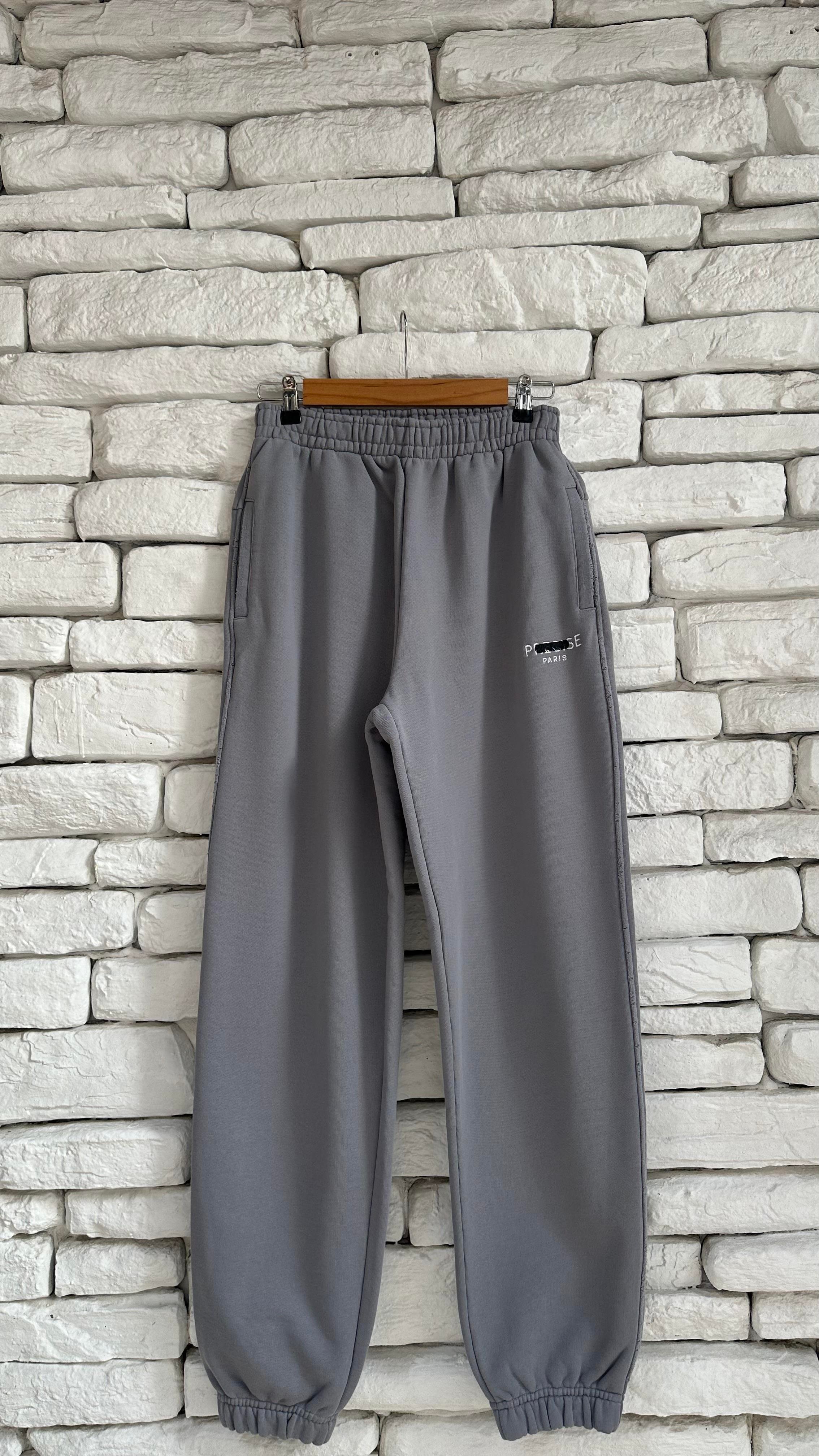 İthal Marka Baskılı Lastikli Cep Detaylı Gri Eşofman 