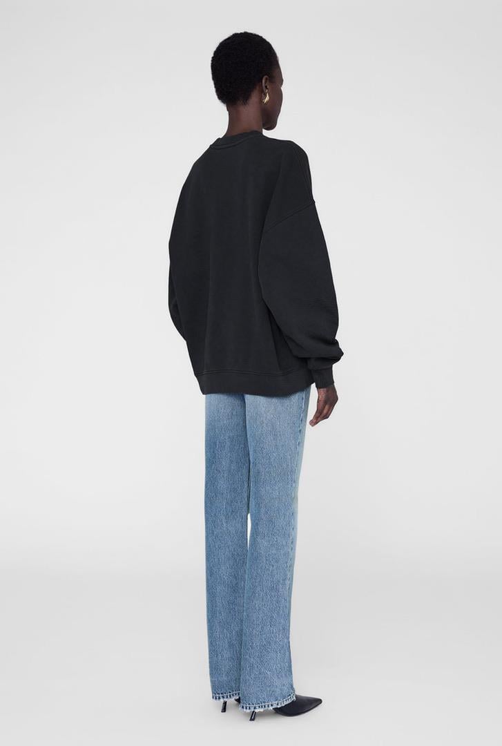 İthal Marka Baskılı Siyah Sweatshirt