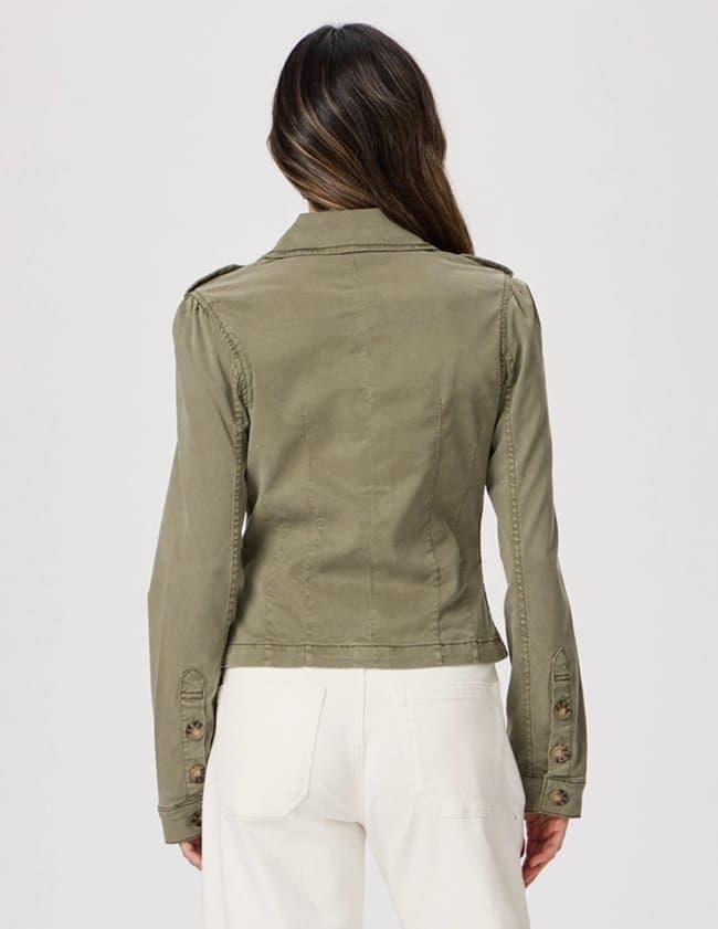 Organik Yumaş Slim Fit Yeşil Yıkamalı Ceket