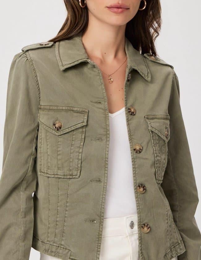 Organik Yumaş Slim Fit Yeşil Yıkamalı Ceket