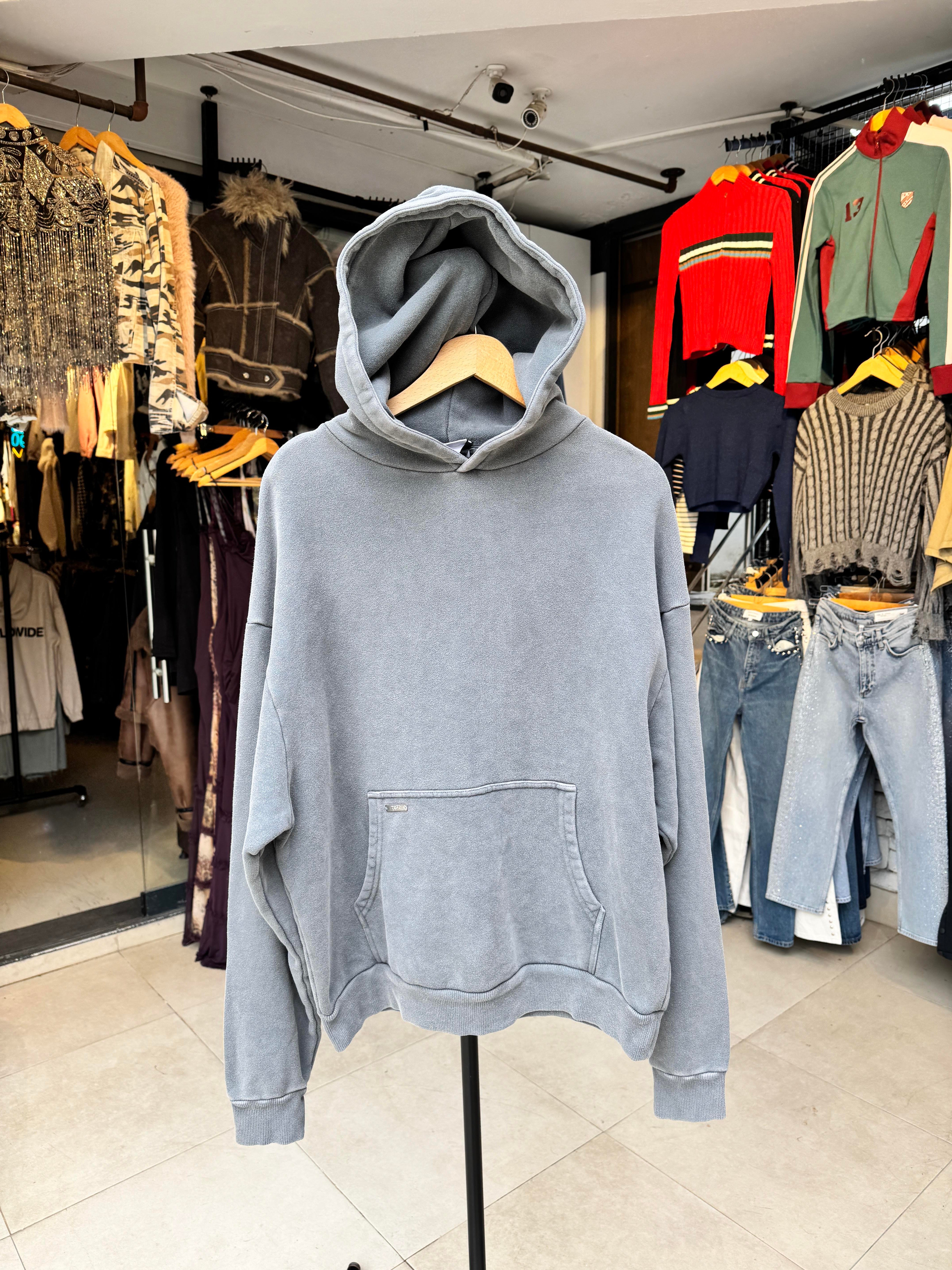 Oversize Kalın Organik Kumaş Gri Sweatshirt