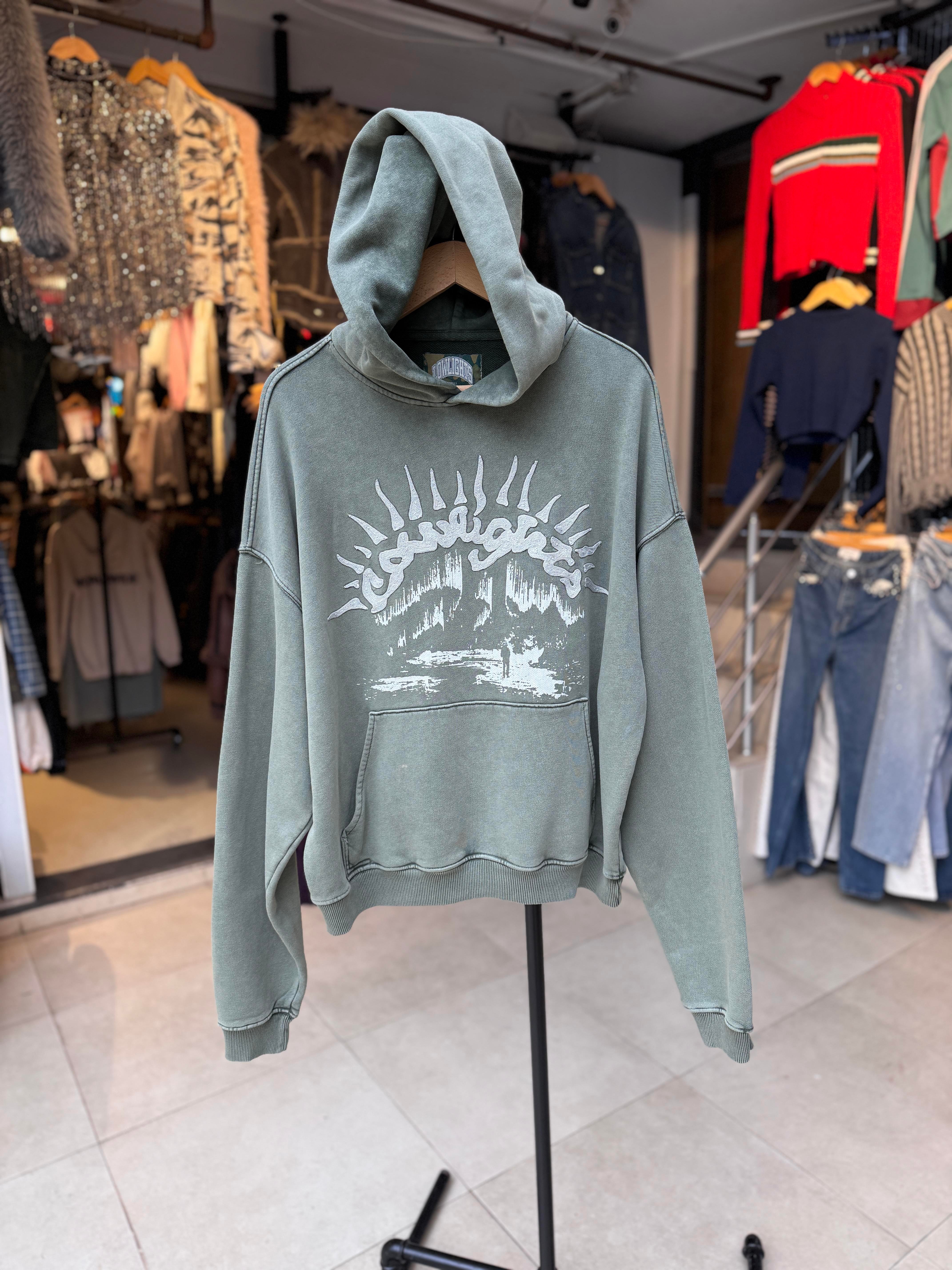 Oversize Yıkamalı Yeşil Sweatshirt