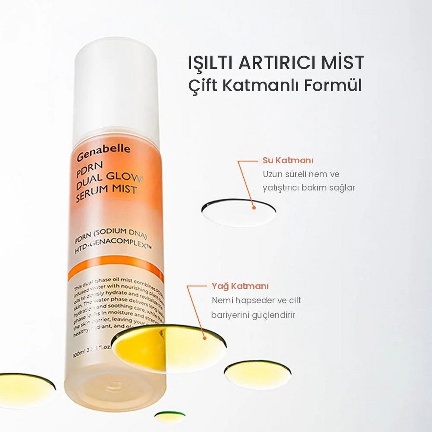 Genabelle PDRN Dual Glow Serum Mist – Somon DNA (PDRN) İçeren Çift Etkili Işıltı ve Nem Veren Mist 100ml