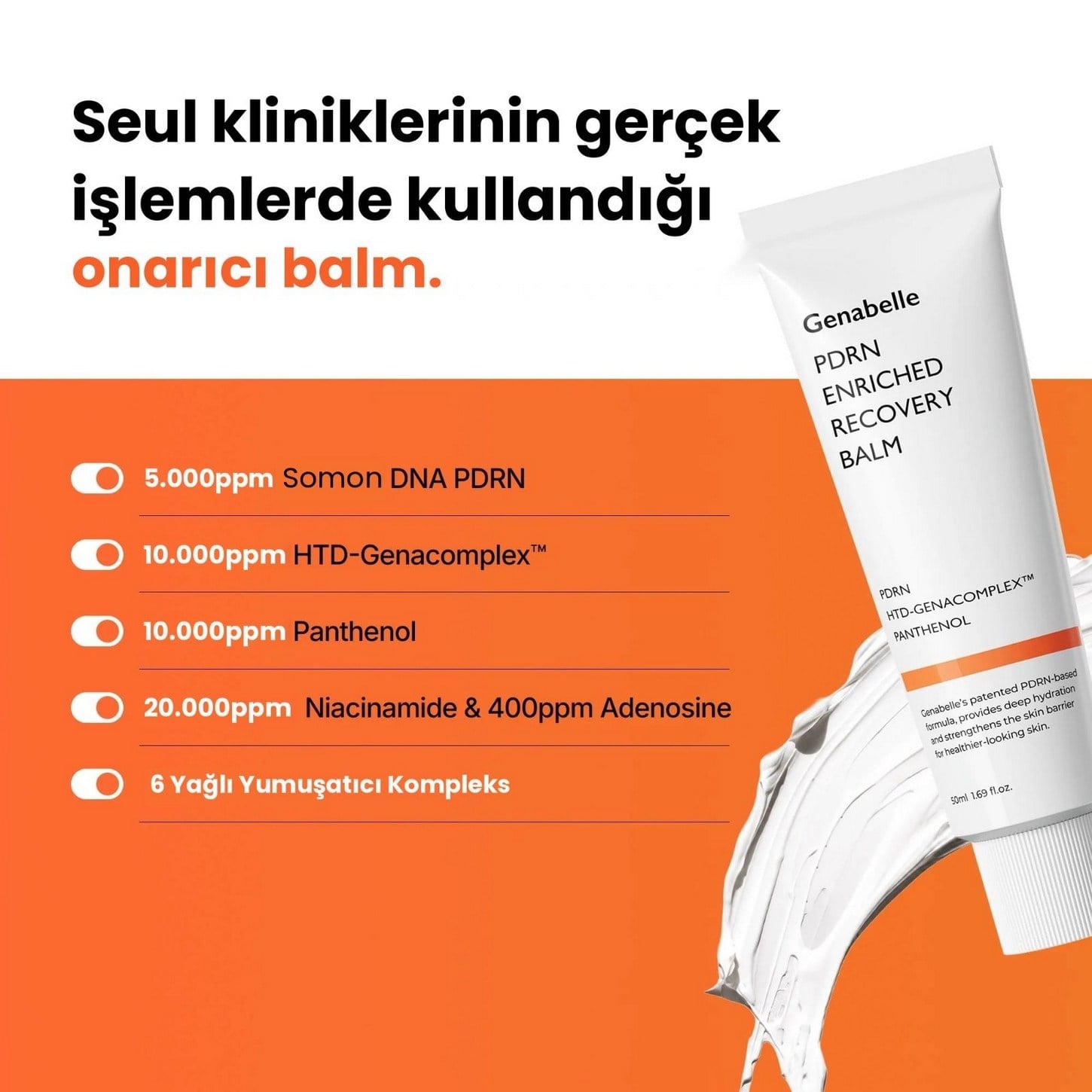 Genabelle PDRN Enriched Recovery Balm – PDRN İçeren Yoğun Bariyer Onarıcı ve Yatıştırıcı Balm Krem 50ml