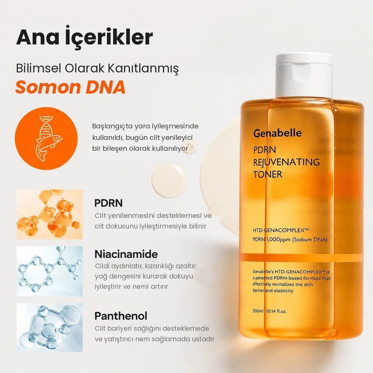Genabelle PDRN Rejuvenating Toner – PDRN İçeren Hücre Yenileyici ve Sıkılaştırıcı Tonik 300ml