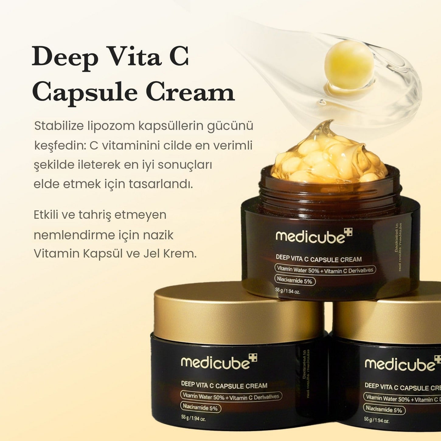 Medicube Deep Vita C Capsule Cream – C Vitamini Kapsüllü Leke Karşıtı ve Aydınlatıcı Yüz Kremi 55g