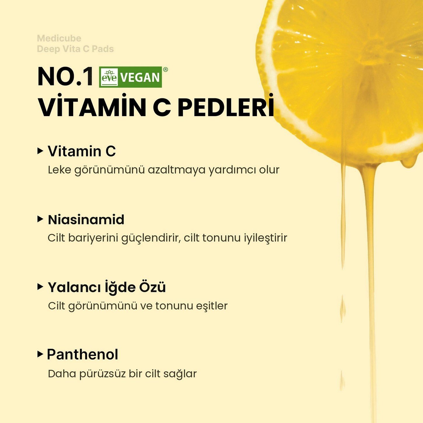 Medicube Deep Vita C Pad (70 Adet) – C Vitamini İçeren Leke Karşıtı ve Cilt Tonu Açıcı Aydınlatıcı Ped 70pcs