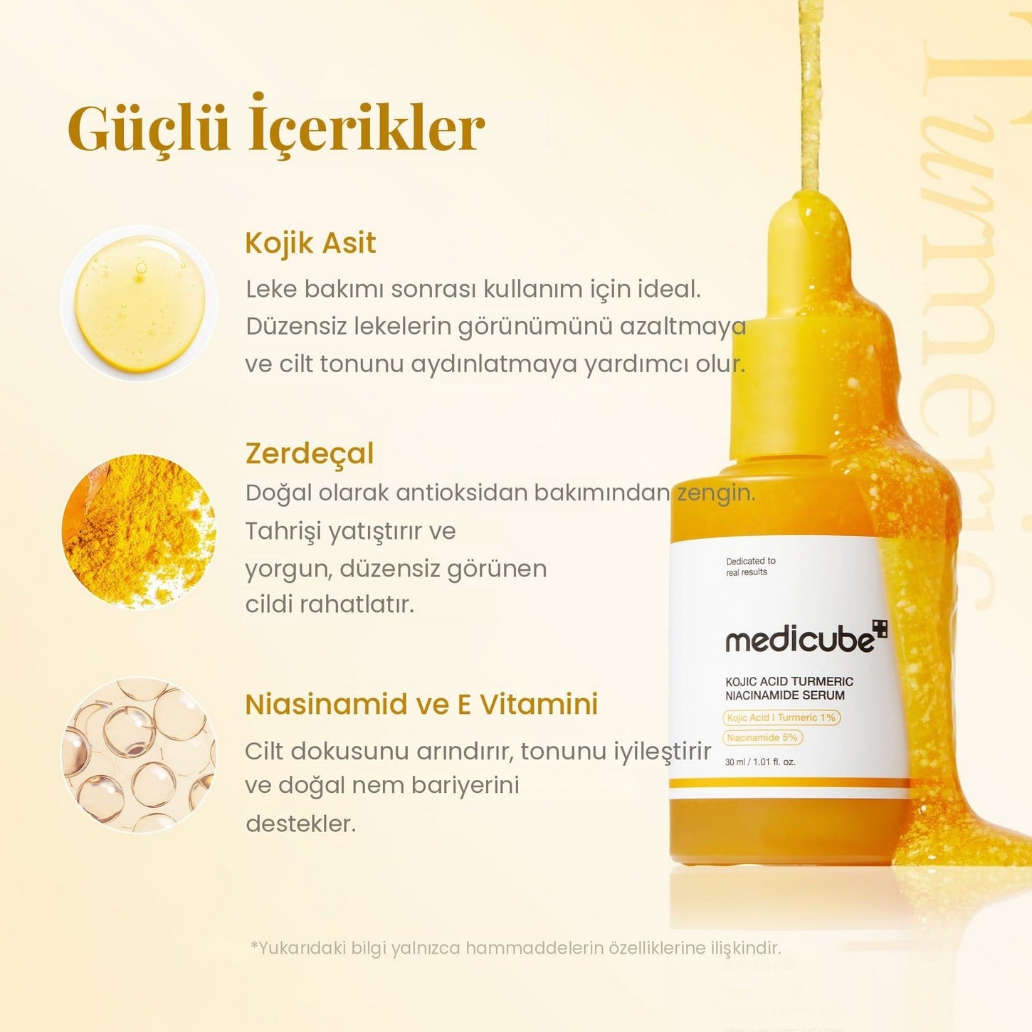 Medicube Kojic Acid Turmeric Niacinamide Serum– Leke Karşıtı Aydınlatıcı Serum 30ml