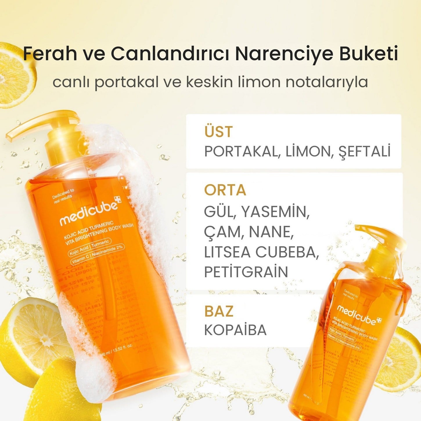 Medicube Kojic Acid Turmeric Vita Brightening Body Wash – Kojik Asit, Zerdeçal ve Vitamin İçeren Aydınlatıcı Vücut Şampuanı 400ml