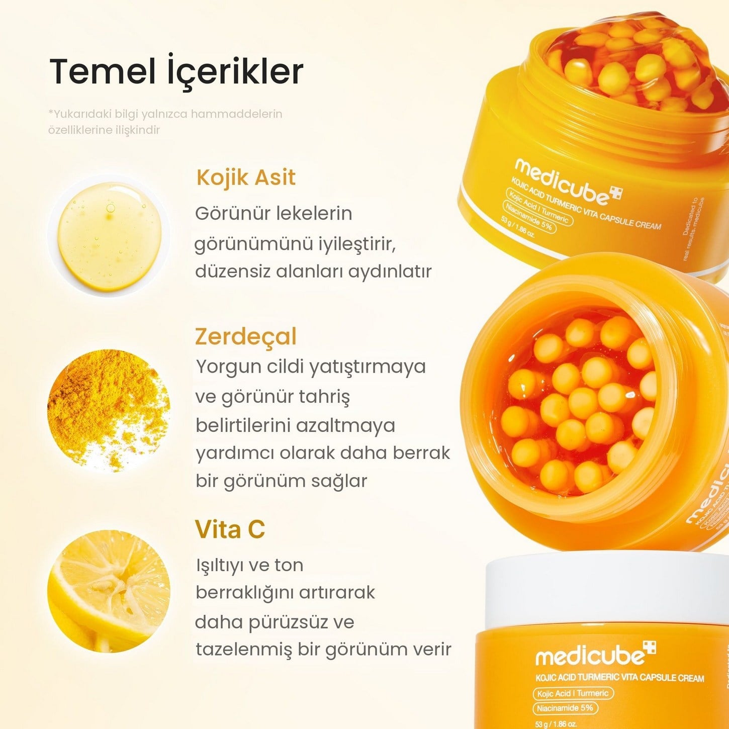 Medicube Kojic Acid Turmeric Vita Capsule Cream – Aydınlatıcı Bakım Kapsül Kremi 53g