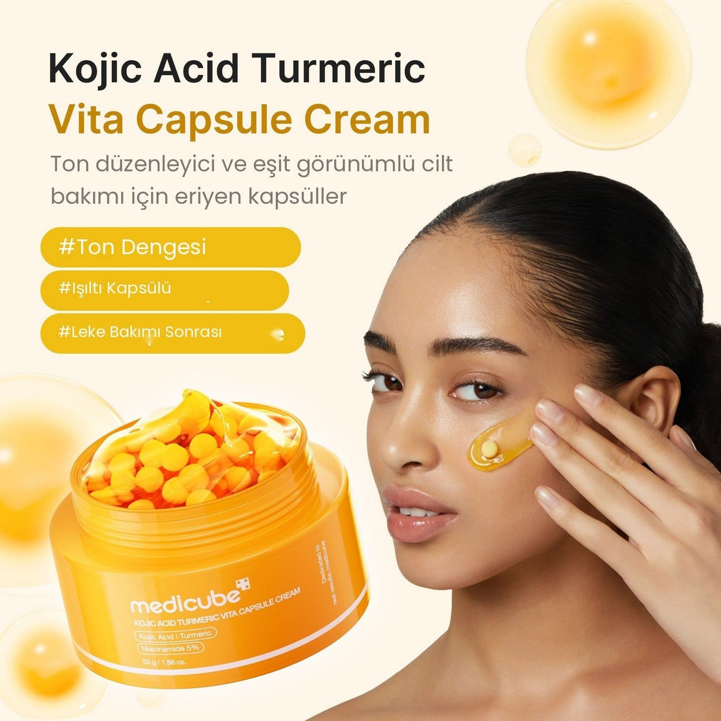 Medicube Kojic Acid Turmeric Vita Capsule Cream – Aydınlatıcı Bakım Kapsül Kremi 53g