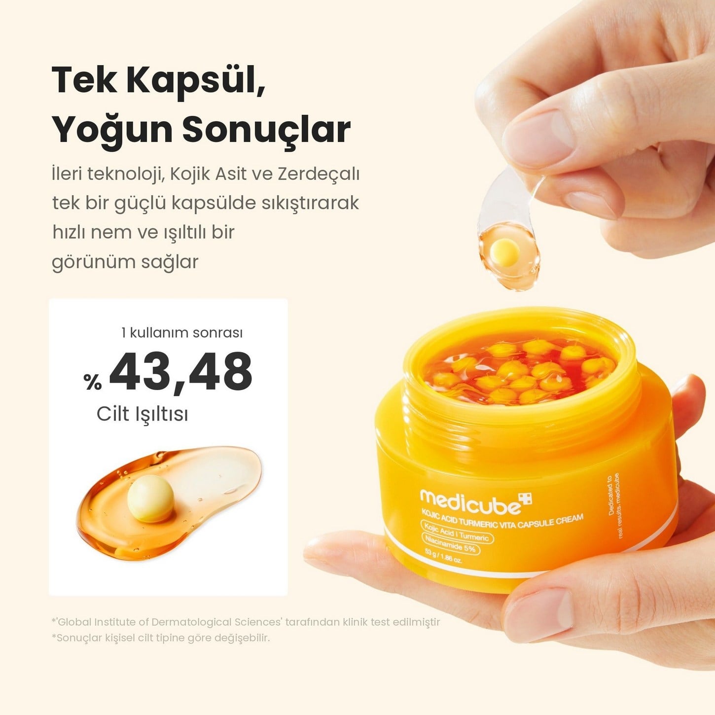 Medicube Kojic Acid Turmeric Vita Capsule Cream – Aydınlatıcı Bakım Kapsül Kremi 53g
