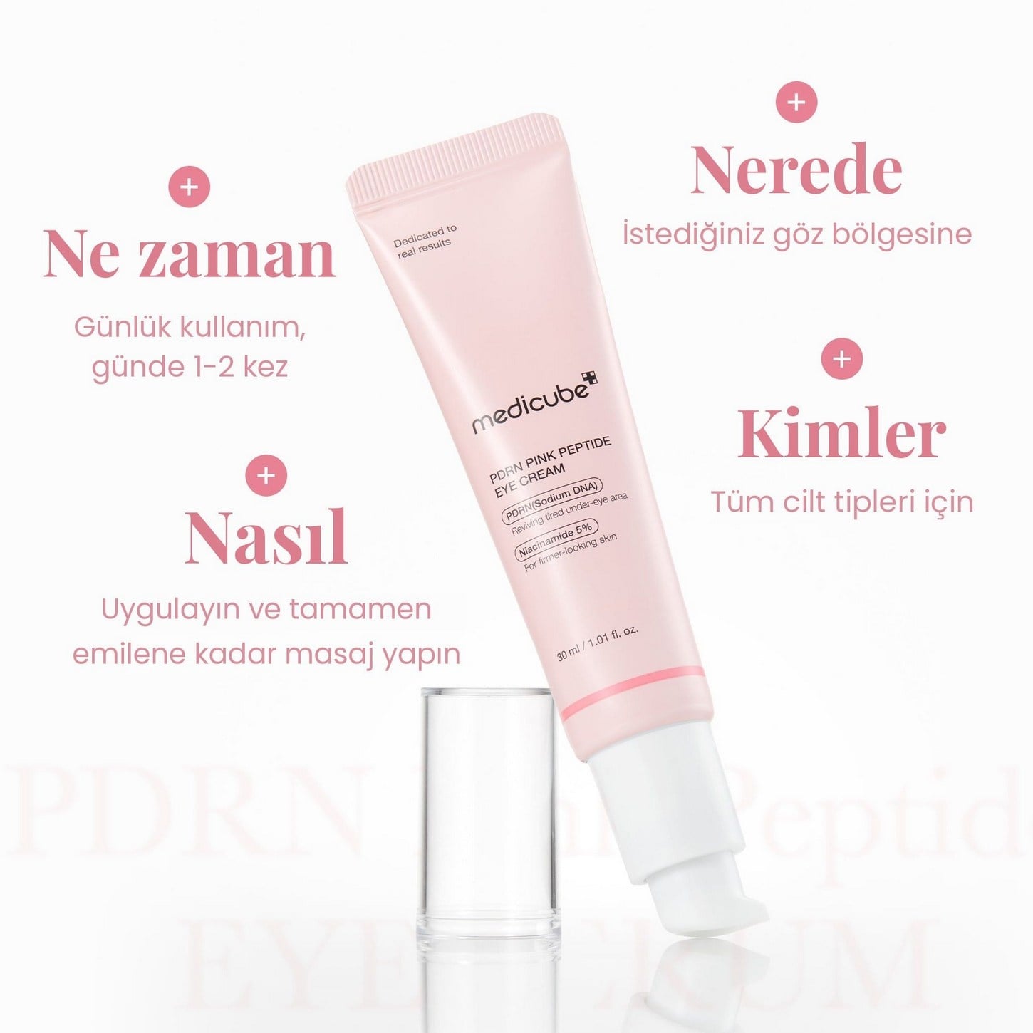 Medicube PDRN Pink Peptide Eye Cream – PDRN ve Peptit İçerikli Sıkılaştırıcı Göz Çevresi Kremi 30ml
