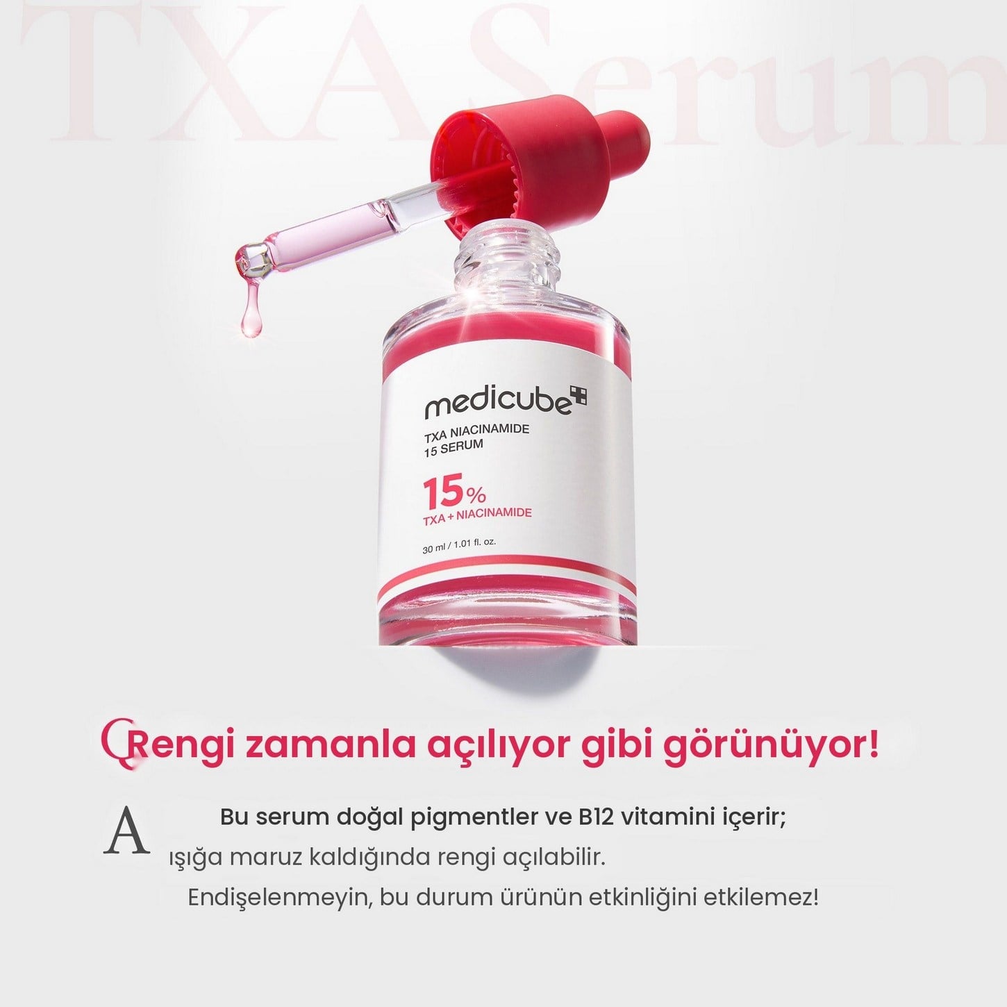 Medicube TXA Niacinamide 15 Serum – Traneksamik Asit ve Niasinamid İçeren Yüksek Konsantre Leke Serumu 30ml
