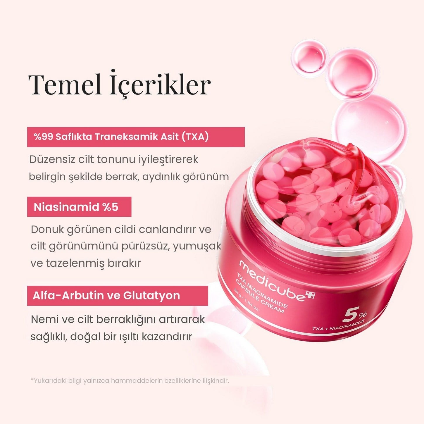 Medicube TXA Niacinamide Capsule Cream – Leke Bakımı Aydınlatıcı Kapsül Krem 55g