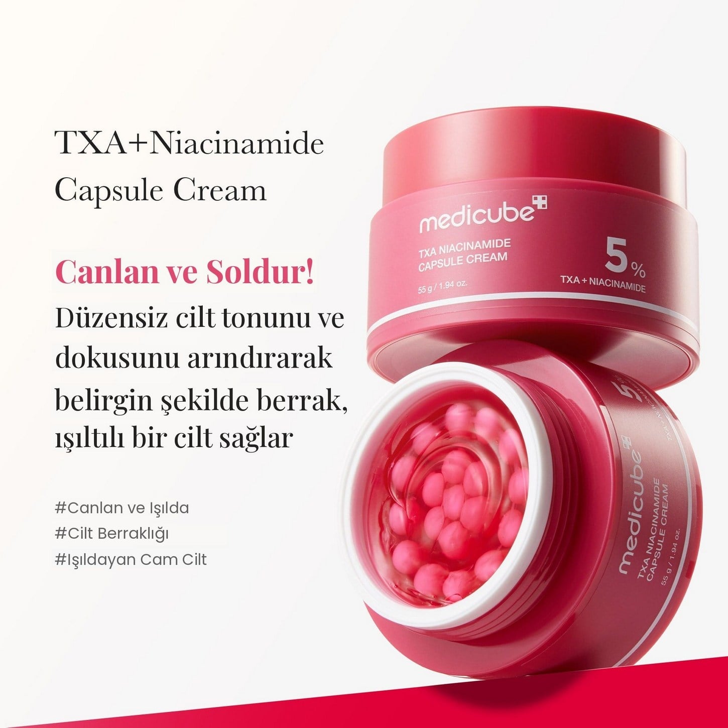 Medicube TXA Niacinamide Capsule Cream – Leke Bakımı Aydınlatıcı Kapsül Krem 55g
