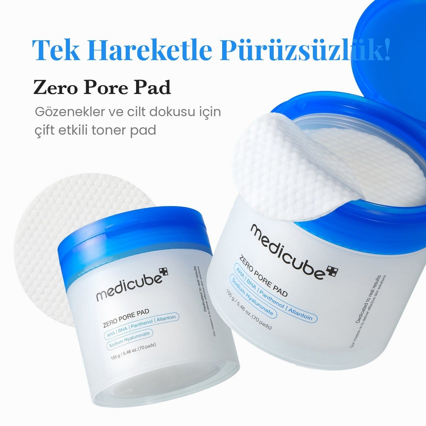 Medicube Zero Pore Pad 2.0 (70 Adet) – AHA/BHA İçeren Gözenek Sıkılaştırıcı Tonik Ped 70pcs