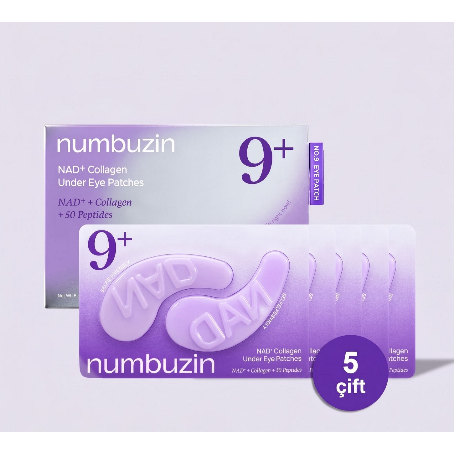 Numbuzin No.9 NAD Collagen Under Eye Patches - NAD+, Kolajen ve Multi-Peptit İçeren Yaşlanma Karşıtı Göz Altı Maskesi 5adet