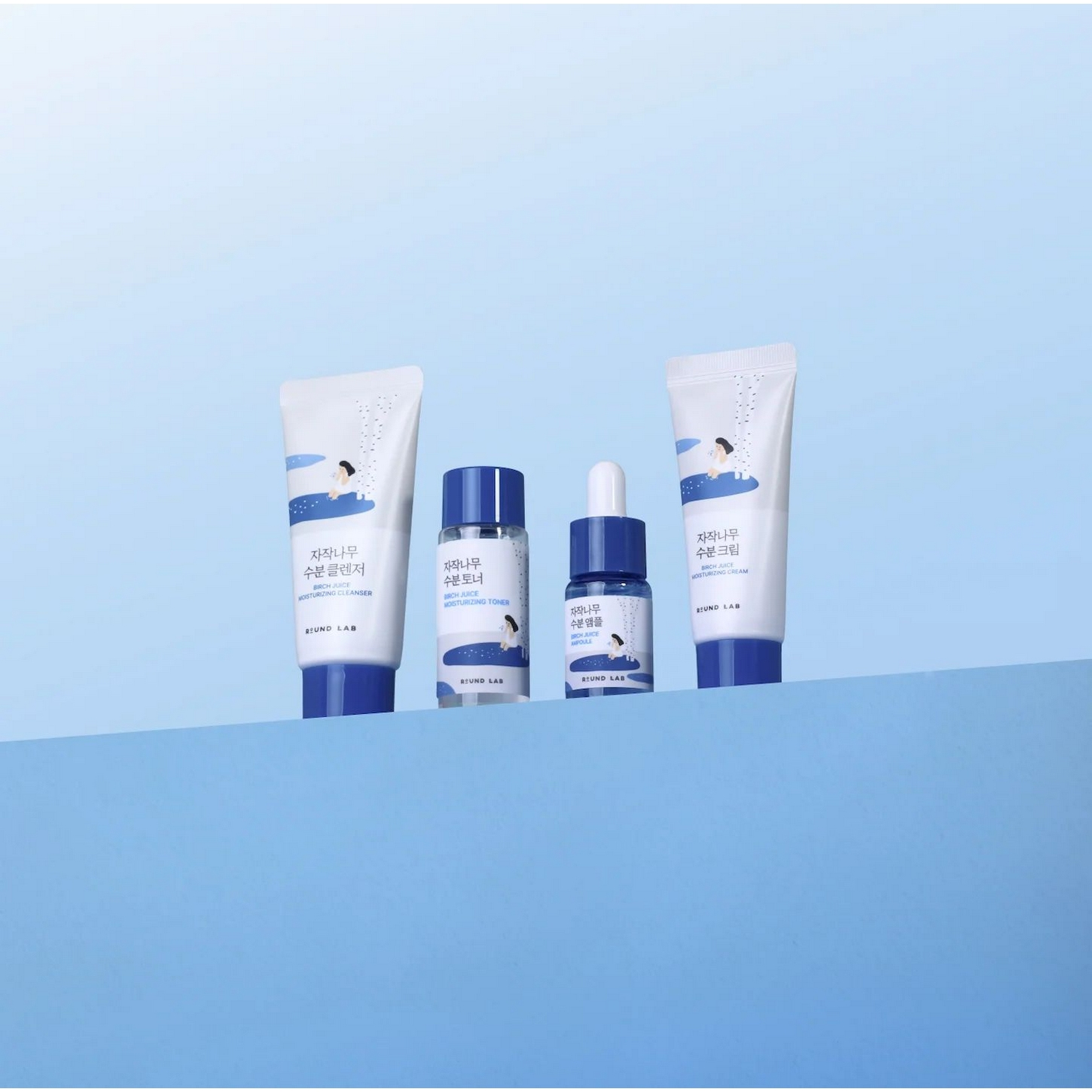 Round Lab Birch Juice Trial Kit (Cleanser 30ml + Toner 20ml + Ampoule 10ml + Cream 20ml) - Seyahat Boyu Deneme Seti 1adet