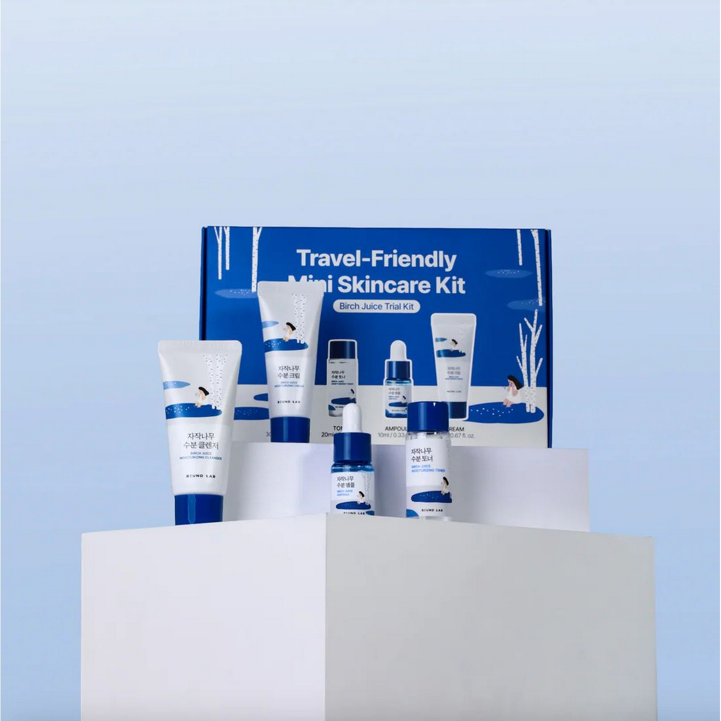 Round Lab Birch Juice Trial Kit (Cleanser 30ml + Toner 20ml + Ampoule 10ml + Cream 20ml) - Seyahat Boyu Deneme Seti 1adet
