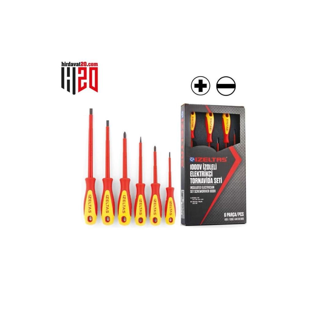İZELTAŞ 1000V İzoleli Elektrikçi Tornavida Seti - 6 Parça