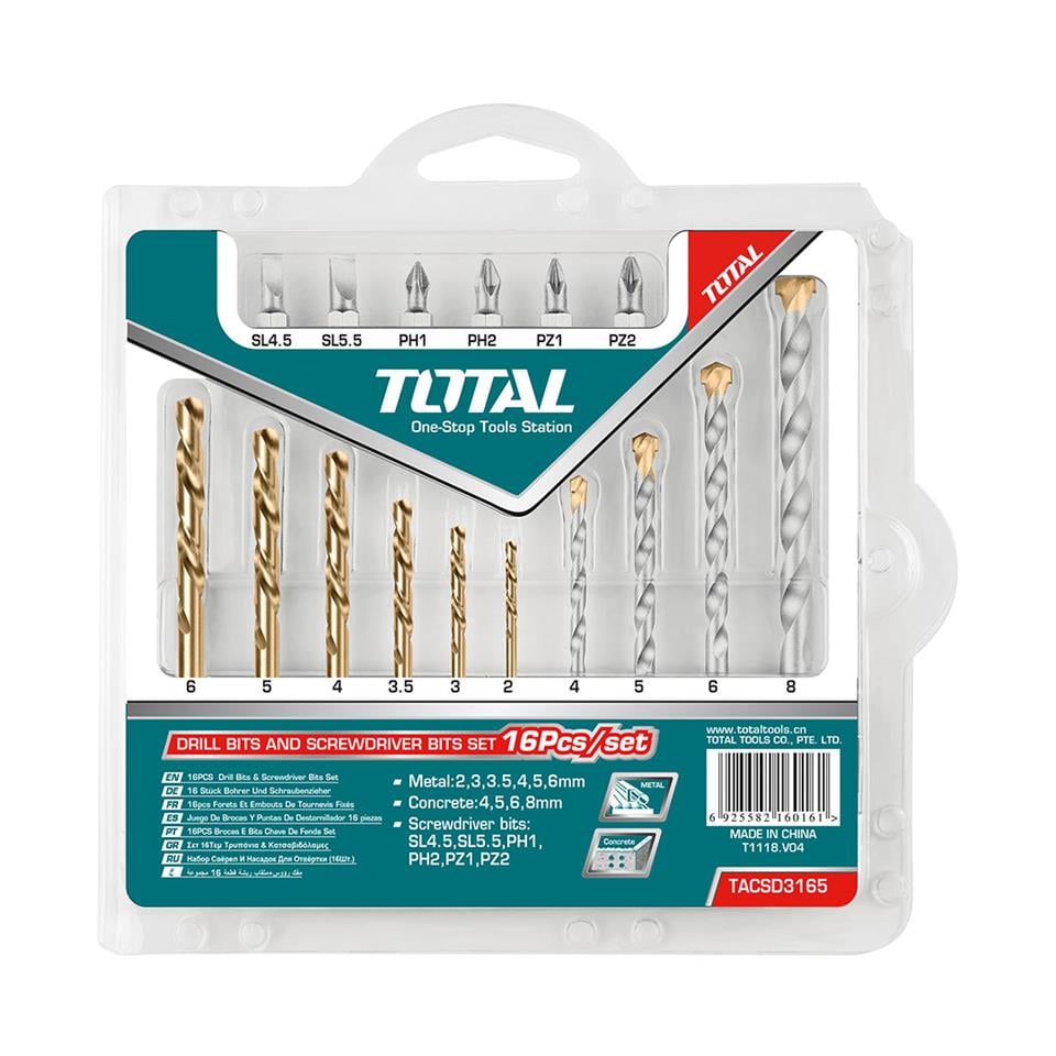 TOTAL 16'lı Matkap Ucu ve Bits Seti - TACSD3165