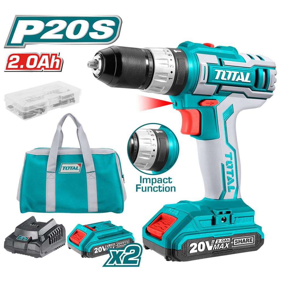 TOTAL Li-ion Akülü Darbeli Matkap - TIDLI2002