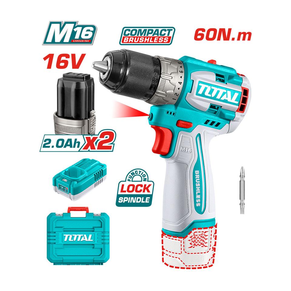 TOTAL Li-Ion Akülü Kömürsüz Matkap - TDLI16682