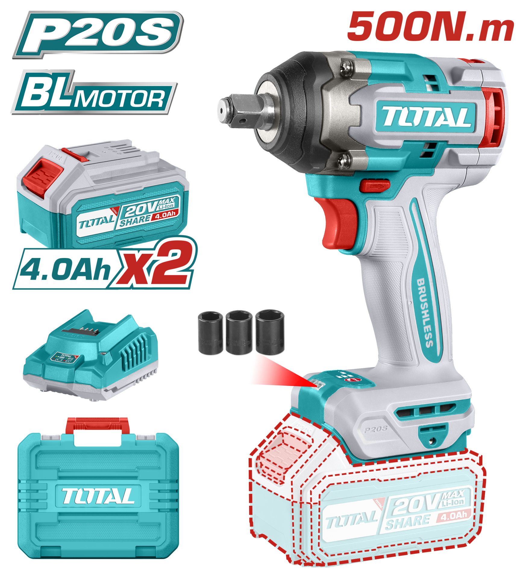 Total LI-ION AKÜLÜ SOMUN SIKMA MAKİNESİ 500Nm