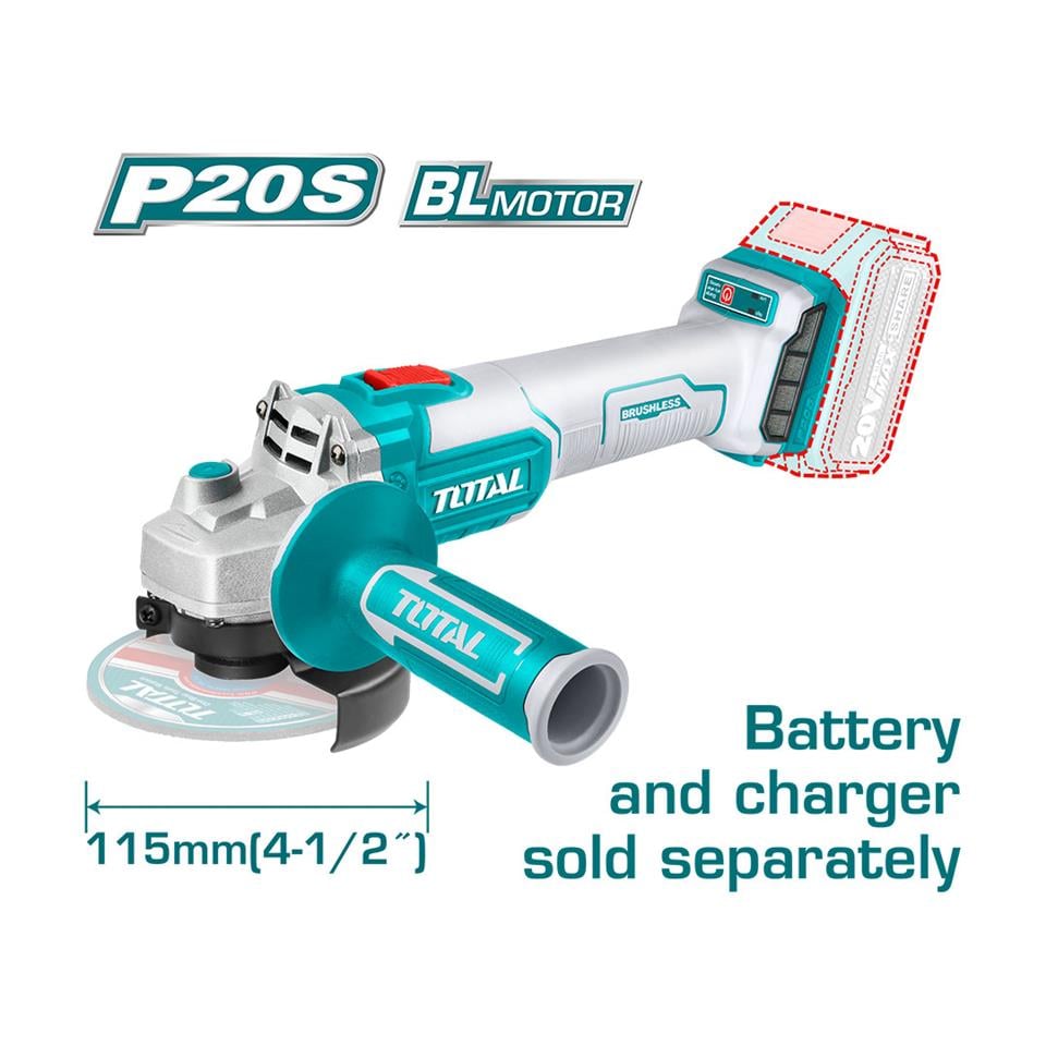 TOTAL Li-Ion Akülü Taşlama Makinesi (Solo) - TAGLI201158