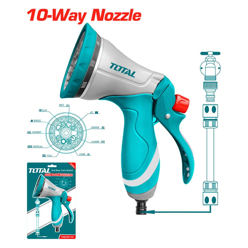 TOTAL Metal Sulama Tabancası (10 Fonksiyonlu) - THZATN1101