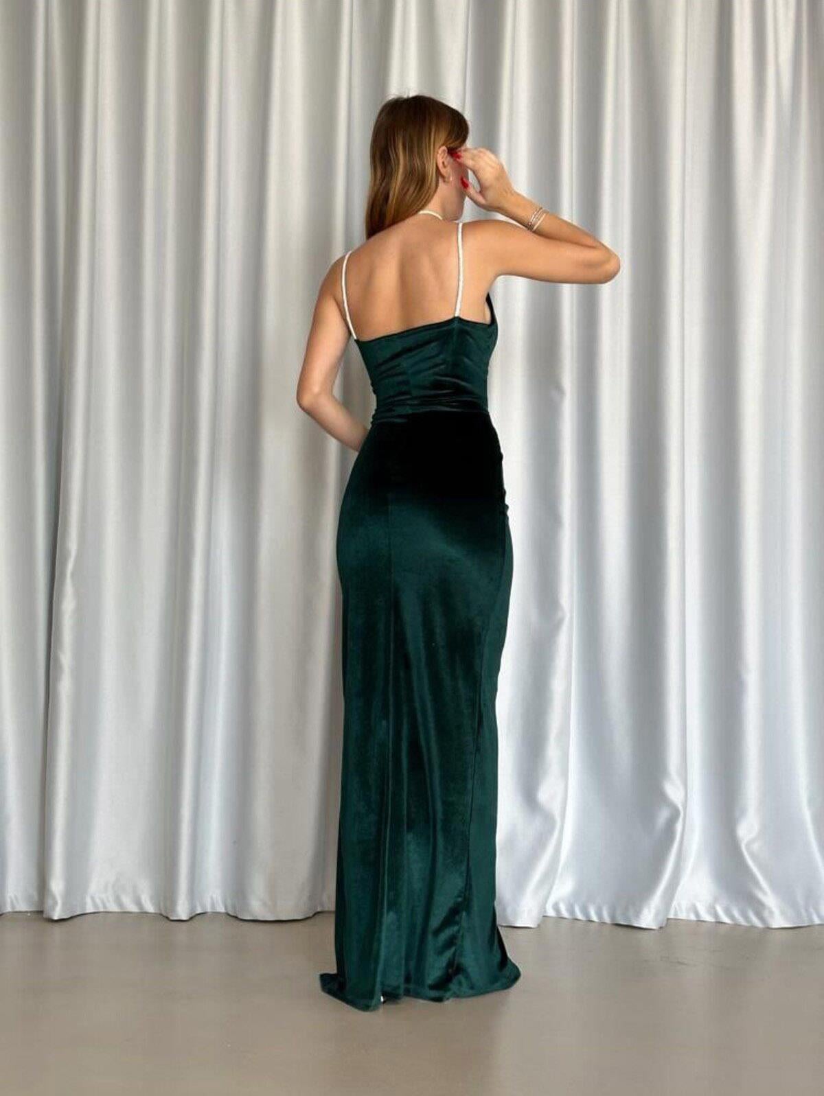 Emerald Green Velvet Long Slit Evening Gown Dress | Elegant & Stylish for Special Occasions Old Navy