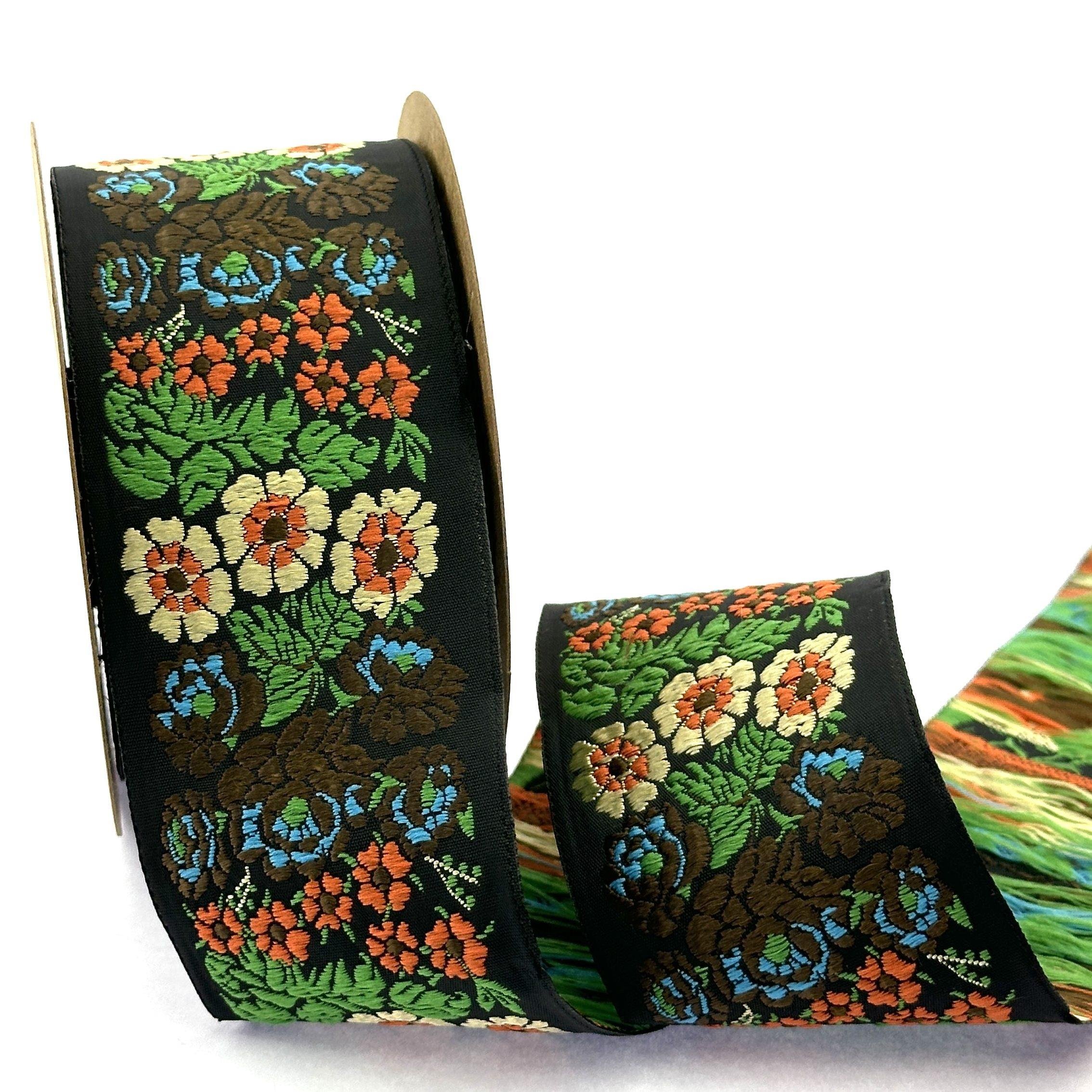 Flowers Border Black Green