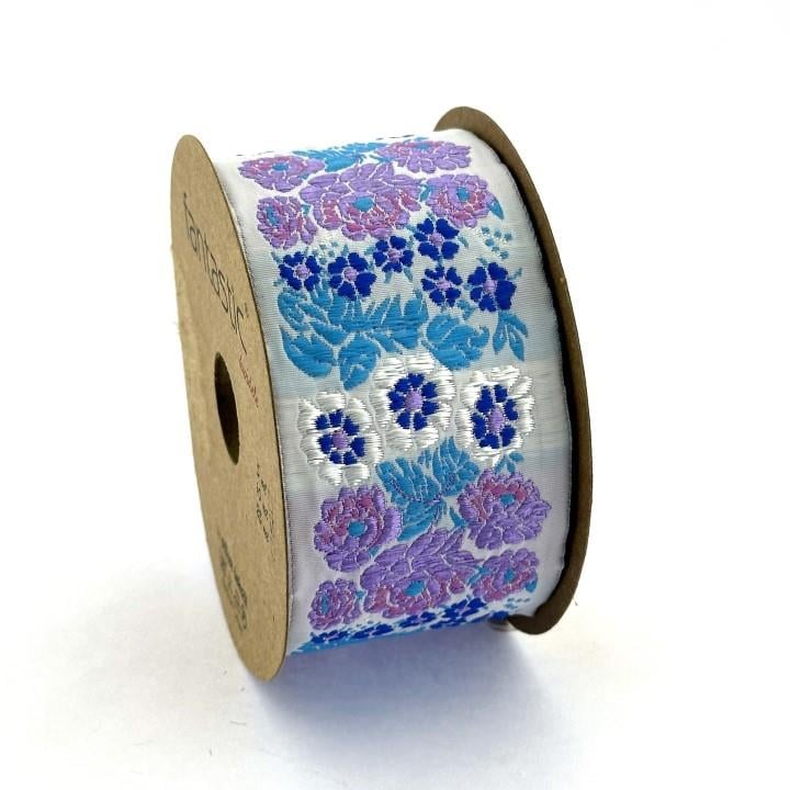 Flowers Border Purple White