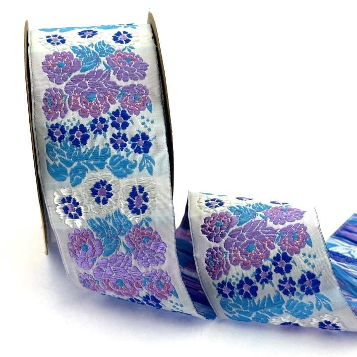 Flowers Border Purple White