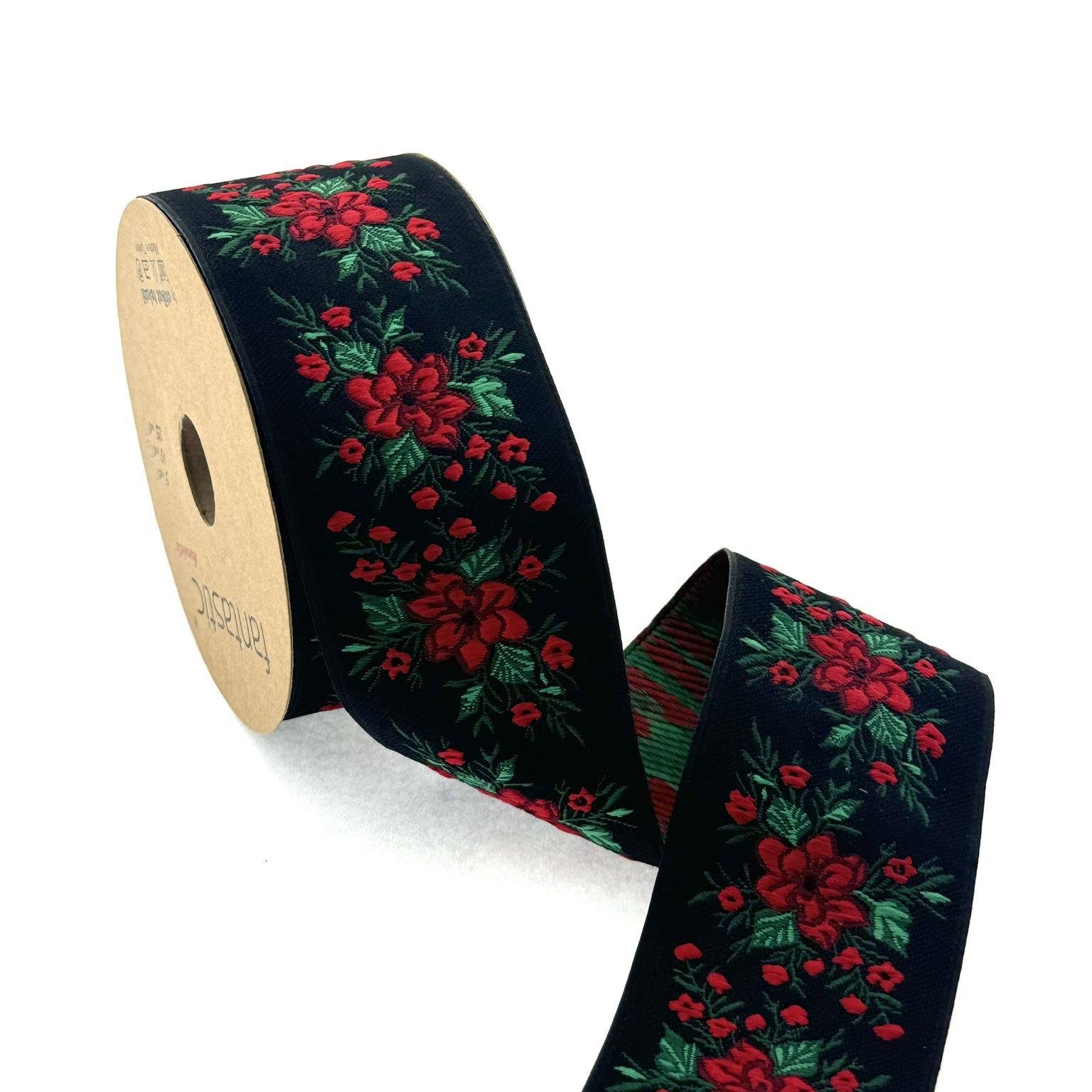 Flowers Border Red Black 