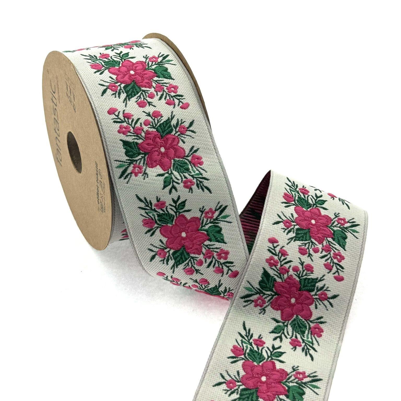 Flowers Border White Pink